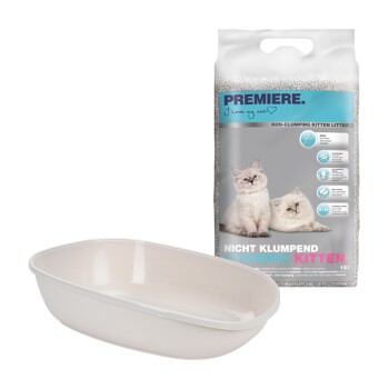 AniOne Junior Set PREMIERE Kittenstreu Hygienic 12 l + AniOne Junior Toilette offen beige