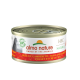 Almo Nature Katzenfutterdose, mit dem Etikett "HFC Natural", mit den Geschmäckern "Pollo e Gamberetti" (Hühnchen und Garnelen) und dem Anspruch "100% to Nature".
