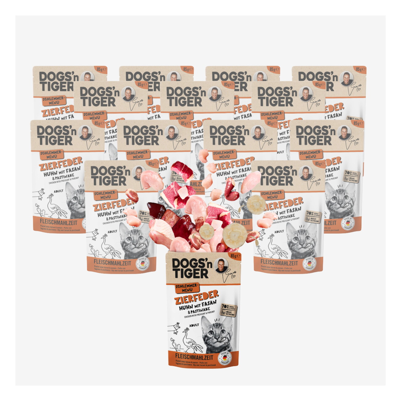 Dogs'n Tiger Dogs´n Tiger Adult Nassfutter Katze, Zierfeder 12x85 g