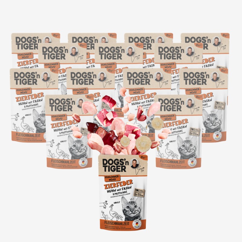 Dogs'n Tiger Dogs´n Tiger Adult Nassfutter Katze, Zierfeder 12x85 g