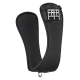 Schwarzes Haustiergeschirr mit gepolstertem Design, verstellbaren Riemen und einem Metall-D-Ring zur Leinenbefestigung.