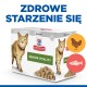 Pudełko karmy dla kotów Hill's Science Plan Senior Vitality z obrazkiem kota, ikonami kurczaka i ryby oraz polskim tekstem "Zdrowe starzenie się."