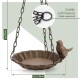 Hängender Vogelfutterspender mit einem dekorativen Vogeldesign, der ungefähr 37 cm hoch und 15 cm im Durchmesser ist.