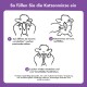 German instruction graphic titled 'So füllen Sie die Katzenminze ein' showing three steps to refill catnip into a plush toy.