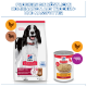 Hill's Science Plan Hundefuttersack (schwarz-weißer Hund) und Dose mit der Aufschrift 'Gesundes Rezept mit Huhn' und 'Adult 1–6'