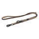A durable dog leash featuring a tan and brown color scheme, with a sturdy clip and adjustable length for comfort and control.