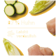 Rohe Hähnchenstücke, Zucchinischeiben und Salat auf gelbem Hintergrund mit Text „87% Huhn“ und „Leicht verdaulich“ zur Kennzeichnung der guten Verdaulichkeit.