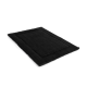 Schwarzes Haustierbett mit gerippter Textur, mit rechteckiger Form und umrandetem Design.