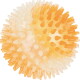 Doorschijnend oranje stekelig rubberen speeltje-bal voor huisdieren met zachte kegelvormige nopjes.