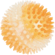 Transluzente orange stachelige Gummispielzeugkugel für Haustiere mit weichen konischen Noppen.