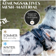 Ein Hund in einem atmungsaktiven schwarzen Netzgeschirr mit feuchtigkeitsbeständigen und saisonalen Komfortmerkmalen: "Sommer: Kühl und luftig" und "Winter: Weich."