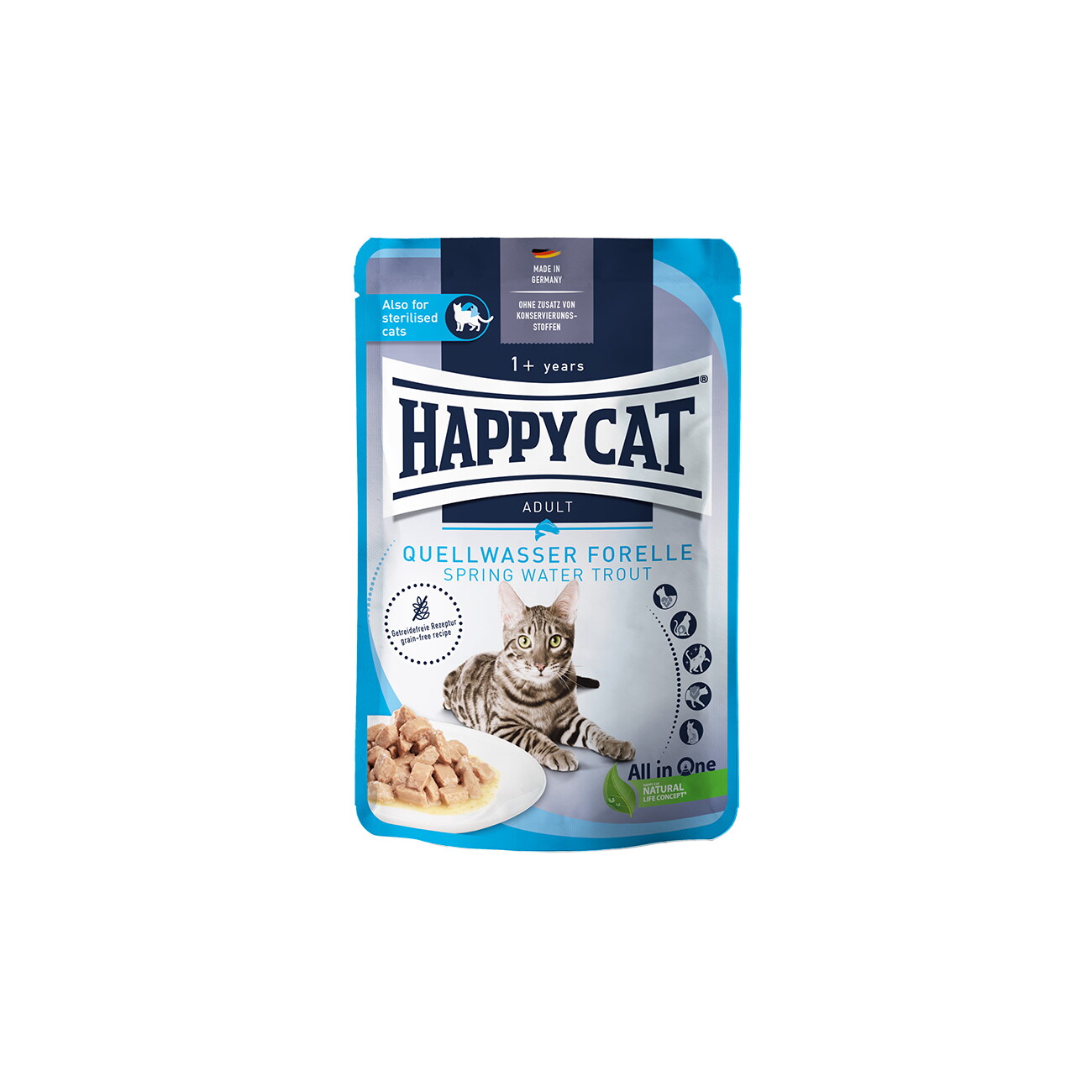 HAPPY CAT Culinary Nassfutter Katze Adult, Quellwasser Forelle, Meat in Sauce 20x85 g