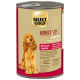 Select Gold Adult Sensitive Hundefutterdose mit Pferde- und Tapiokageschmack, mit Bild eines Golden Retrievers und Text in mehreren Sprachen.
