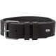Schwarzes Lederhundehalsband mit einer silbernen Schnalle und einem kleinen "HUNTER"-Logo.