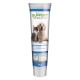 Tube mit PetBalance Support Beruhigungspaste für Haustiere, mit einem Hund und einer Katze auf der Vorderseite, beschriftet in Deutsch, Französisch und Italienisch.