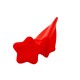 Rotes Silikon-Haustierspielzeug in Form eines Sterns und eines Kegels, entworfen für spielerisches Kauen und Apportieren.