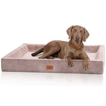 orthopädisches Hundebett aus Cord mit Handwebcharakter Santiago rosa XL