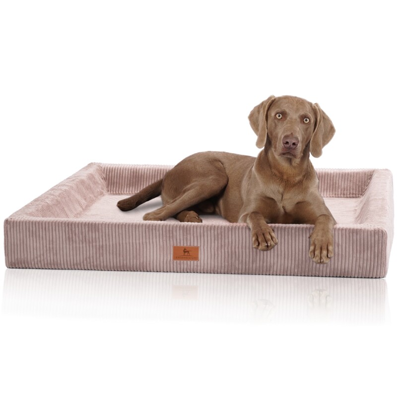 Knuffelwuff Orthopädisches Hundebett Aus Cord Mit Handwebcharakter Santiago Rosa Xl