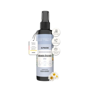 Alphazoo Brandlöscher Sprühflasche für Hunde und Katzen, Juckreizlinderung mit natürlichen Inhaltsstoffen, Kamille und hochwertiger Formel.