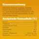 Zutaten und analytische Bestandteile von Tierfutter auf Deutsch, einschließlich Protein 23,6 %, Fett 3,5 %, Omega-3 400 mg/kg, 297 kcal/100g.