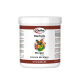 Behälter mit Quiko Bierhefe (Bierhefe) Proteinergänzung für Haustiere, mit bunten Vögeln auf dem Etikett und mehrsprachigem Text.