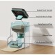 Transparenter Futterspender mit Trockenfutter; Beschriftungen: Sealed Tank Lid / Silicone Strips / Desiccant Bag / Rotor / Collar Bowl Lid.