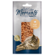 Emballage de friandises pour animaux Soft Cubes Moments présentant un chat tigré se prélassant à côté d'une fenêtre transparente montrant des cubes de poulet en dés, moelleux.