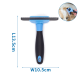 Haustierpflegewerkzeug mit einem blauen und schwarzen Griff, 13,5 cm lang und 10,5 cm breit, ideal zum Entfernen von losem Fell.