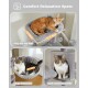 Gemütlicher Katzenbaum mit einem großen oberen Bett (17,7"/45cm) zum Entspannen, einer großen Hängematte (13,7"/35cm) und einem niedlichen runden Katzenhaus.