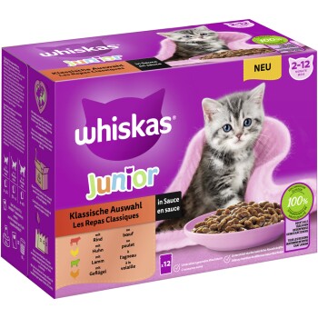 Whiskas Multipack Junior Klassische Auswahl in Sauce 12 x 85g FRESSNAPF