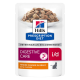 Pochette de nourriture pour chats Hill's Prescription Diet i/d Digestive Care présentant des morceaux tendres dans une sauce avec du poulet, étiquetée 'Recommandé par les vétérinaires.'
