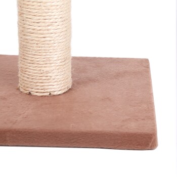 Katzekratzbaum mit einer natürlichen Sisal-ummantelten Säule und einem weichen braunen Boden, ideal für das Kratzen und Spielen von Katzen.