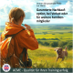 Person in orangefarbener Jacke pfeift mit einer Trillerpfeife auf einem Feld mit einem Hund, Text auf Deutsch über die garantierte Rückkaufoption.