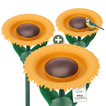 Ein farbenfrohes, sonnenblumenförmiges Haustierspielzeug mit einem grünen Stiel und Blättern, entworfen für verspielte Haustiere.