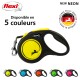 Laisse rétractable pour chien Flexi en jaune néon, avec une poignée noire et un design en nid d'abeille. Disponible en 5 couleurs.