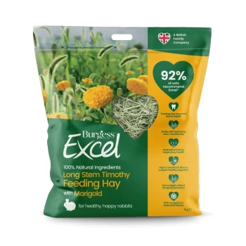 Burgess Excel Langhalm-Timothy-Futterheu mit Ringelblume, 1 kg, grün/gelbe Packung, '92 % der Tierärzte empfehlen Excel'