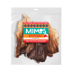 Klare Tüte mit getrockneten Rinderohren für Hunde, beschriftet mit "MIMOS BOVINOS" und deutschem Text "100% Rind" und "Eine Tüte voll Hundeliebe."