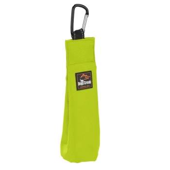 Jasnozielony dozownik na worki na odchody dla psów z klipsem karabinkowym, z logo Dogs Creek.