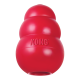 Rotes klassisches KONG Gummihundespielzeug, dreistufige Form mit Öffnung an der Unterseite und eingeprägtem KONG-Logo.