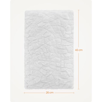 Weiche, plüschige Haustierdecke in Weiß mit den Maßen 45 cm mal 26 cm, mit einer weichen, strukturierten Oberfläche.