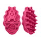 Rosa KONG Zoom Groom Gummibürste in Hundeform mit Hundegesicht, den Aufschriften KONG und Zoom Groom sowie stacheliger Rückseite.