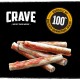 Friandises pour animaux de CRAVE, avec des bâtonnets de viande enrobés d'une sauce rouge, étiquetés "100% fabriqué avec des ingrédients de haute qualité."