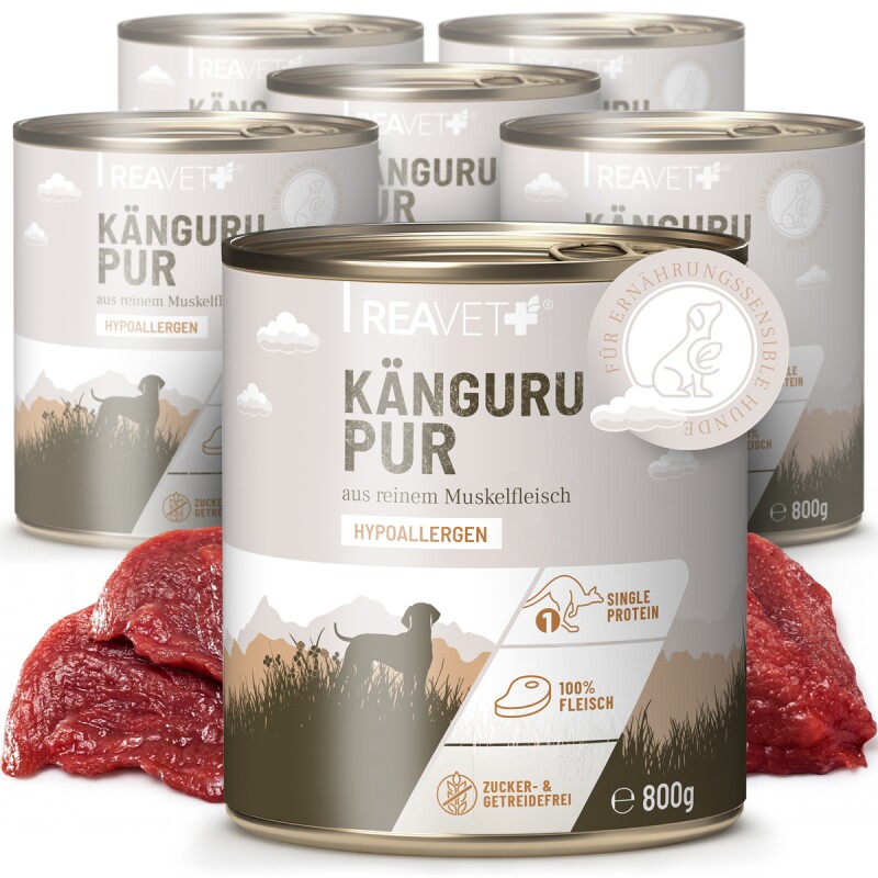 REAVET Hundenassfutter - Känguru PUR | 6 x 800g