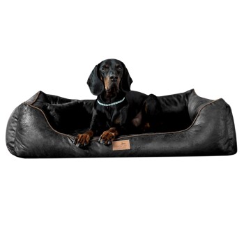® ALBERTO ORTHO Orthopädisches Hundebett mit Velours Vintage schwarz 1 m, 25 cm, 75 cm