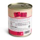 Dosen-Hundefutter mit der Aufschrift "100% PURE, REAL, LOVE" mit "NO ADDITIVES" und Zutaten wie Rinderherz und Leber.