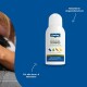 Weiße Canina PETVITAL Verminex-Shampoo-Flasche vor blauem Hintergrund mit Haustier-Symbolen und sichtbarem Text 'Für alle Haus- & Heimtiere'.