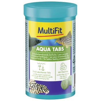 Nourriture MultiFit Aqua Tabs pour poissons d'ornement fouisseurs, comprimés à immersion rapide avec vitamines C, A, E.
