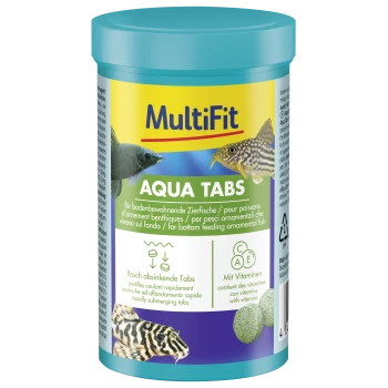 MultiFit Aqua Tabs visvoer voor bodembewonende siervissen, snel zinkende tabletten met vitamines C, A, E.