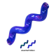 Jouet à mâcher pour animal en spirale irisé bleu, embossé «KONG», avec deux petits jouets en spirale bleu-vert en dessous.