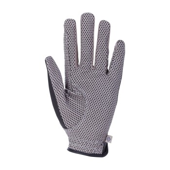 Grau gefütterte Haustierpflegehandschuh mit gepunkteter Textur und schwarzen Akzenten, entworfen für einfache Fellentfernung und Komfort.